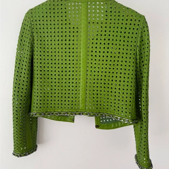 Alice + Olivia Perforated Green Blazer
